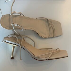 Cult Gaia White Leather Sandals